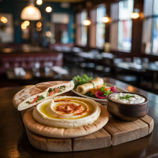 鹰嘴豆泥配皮塔饼