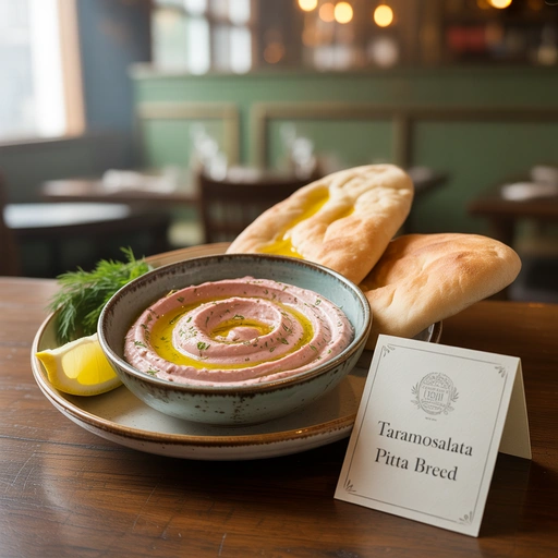 鱼子酱配皮塔饼